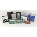 Eleven United States mint proof sets together with a Royal Canadian mint proof set and US hologram