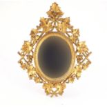 19th century Italian Florentine mirror carved with leaves and berries, 46cm x 36cm :For Further