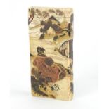 Japanese lacquered ivory card case decorated with birds, 10.5cm x 5cm :For Further Condition Reports