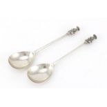 Pair of silver apostle spoons by Josiah Williams & Co, 20cm in length, 156.5g :For Further Condition