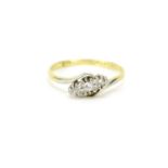 18ct gold diamond three stone crossover ring, size N, 2.1g :For Further Condition Reports Please