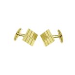 Pair of square 9ct gold cufflinks, 6.2g :For Further Condition Reports Please Visit Our Website.
