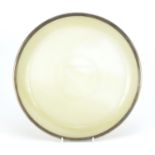Large French silver mounted jade tray, impressed marks to the mount, 32.5cm in diameter :For Further