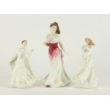 Three Royal Doulton figurines comprising For You HN3863, Sentiments Wisdom HN4083 and Sentiments