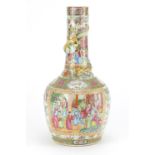 Large Chinese Canton porcelain vase hand painted in the famille rose palette with figures, insects