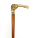 Malacca walking stick with carved stag horn handle in the form of a Jewish man, possibly Japanese,