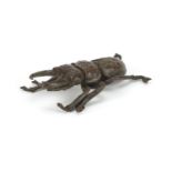 Japanese bronze stag beetle, impressed marks to the underside, 6cm in lenght :For Further