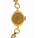 Ladies 9ct gold Rolex Tudor wristwatch with 9ct gold strap, 1.5cm in diameter, 12.0g :For Further
