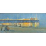 John Stillman 2009 - Evening on the beach, oil on board, inscribed label verso, mounted and