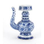 Chinese blue and white porcelain Kendi with dragon spout, finely hand painted with daoist emblems