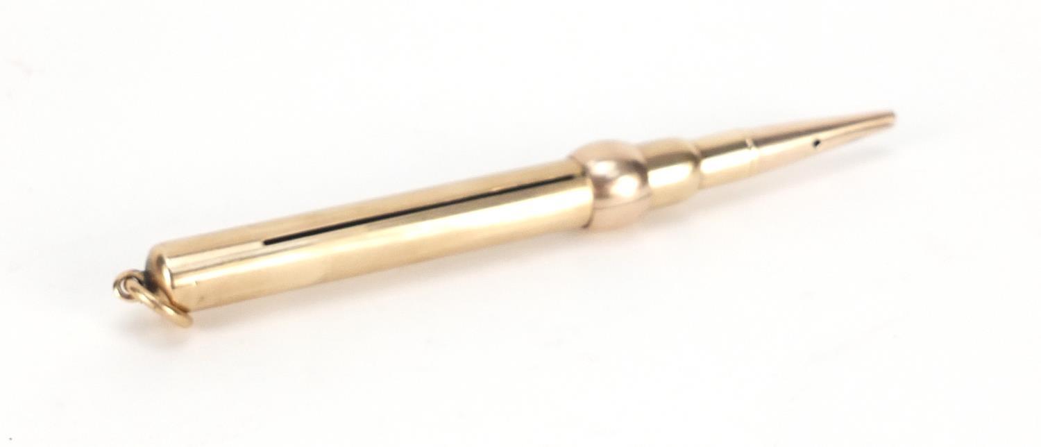 9ct gold propelling pencil, 8.5cm in length when closed, 26.5g :For Further Condition Reports Please - Image 5 of 6