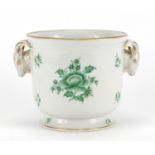 Herend of Hungary cache pot with goat head handles, hand painted with flowers, 12.5cm high :For