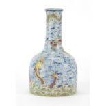 Chinese porcelain mallet vase, hand painted with two dragons amongst clouds above crashing waves,