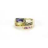 9ct gold multi gem crossover ring, size M, 3.0g :For Further Condition Reports Please Visit Our