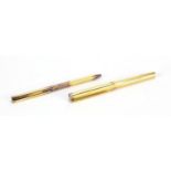 S J Dupont silver gilt fountain pen and ballpoint pen, the fountain pen with 18ct gold nib, serial