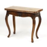 Victorian walnut folding card table on cabriole legs, 79cm H x 89cm W x 45cm D (folded) :For Further