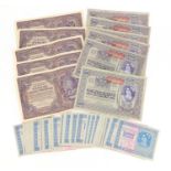 Polish and Austrian banknotes including a large collection of one thousand kronen with mostly