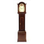 Inlaid mahogany long case clock with Franz Hermle movement, striking on twelve rods, 188cm high :For