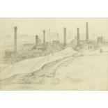 Manner of Laurence Stephen Lowry - Manchester from Pendleton, industrial scene, pencil on paper,