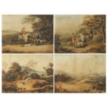 After Dean Wolstenholme - Fox hunting, Plates I-IV, set of four early 19th century aquatints with