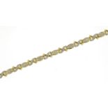 9ct two tone gold diamond bracelet, 18cm in length, 7.4g :For Further Condition Reports Please Visit
