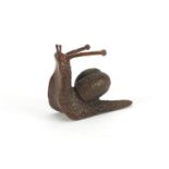 Japanese bronze snail, impressed marks to the underside, 7cm in length :For Further Condition