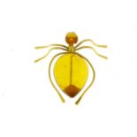 Gilt metal and amber insect brooch, 4cm in length :For Further Condition Reports Please Visit Our