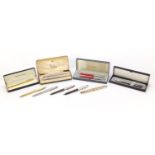 Pens and pencils including two Parker sets with cases :For Further Condition Reports Please Visit