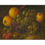 Attributed to Oliver Clare - Still life fruit, oil on canvas, framed, 24cm x 20cm :For Further