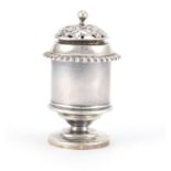 Georgian silver caster with pedestal base, indistinct makers mark, London 1832, 8.5cm high, 82.5g :