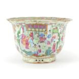 Large Chinese Canton porcelain jardinière, hand painted in the famille rose palette with figures,