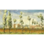 Continental landscape, watercolour, bearing a monogram MB, mounted and framed, 43.5cm x 25cm :For