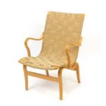 Vintage Swedish bentwood Eva armchair designed by Bruno Mathsson, 85cm high :For Further Condition