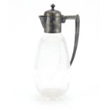 Edwardian cut glass and silver claret jug by James Dixon & Sons Ltd, Sheffield 1911, 26cm high :