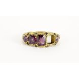Victorian 15ct gold amethyst ring with ornate setting, size N, 2.0g :For Further Condition Reports