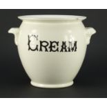 Victorian cream pot by The Dairy Supply Co with twin handles, factory marks to the base, 24cm