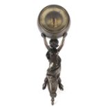 Patinated wall mounted barometer with silvered dial and mermaid support, J A Tognacca Amsterdam