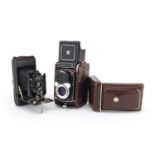 Two vintage camera's comprising a Yashica-D and Ensign No4 carbine :For Further Condition Reports