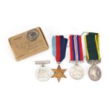 British Military World War II medal group including Territorial Efficient service medal, awarded