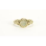 9ct gold jade ring with scrolled shoulders, size O, 3.0g :For Further Condition Reports Please Visit