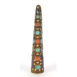 Chinese silver gilt and enamel claw brooch set with turquoise and coral, 8.5cm wide, 14.2g :For
