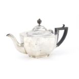 Victorian silver teapot by Albert Falkner, with ebonised handle and knop, Sheffield 1894, 17cm high,