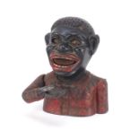 Hand painted cast iron Jolly money bank, 16cm high :For Further Condition Reports Please Visit Our