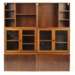 Vintage Danish rosewood modular bookcase by HG Furniture, overall 188cm H x 180cm W x 40.5cm D :
