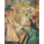 Figures dancing, French school oil on board, bearing a signature A L Hote, framed, 49.5cm x 39cm :