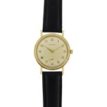 Gentleman's 9ct gold Garrard wristwatch with subsidiary dial, boxed, 3.4cm in diameter :For
