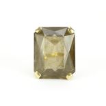 Large unmarked gold smoky quartz ring, size N, 13.3g :For Further Condition Reports Please Visit Our