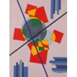 Abstract composition, geometric shapes, Russian school gouache on card, bearing a signature L