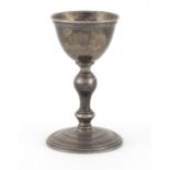 Antique unmarked silver communion cup, engraved Carolus Rex 1642, 9.2cm high, 95.6g :For Further