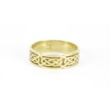 9ct gold Celtic design wedding band, size T, 3.4g :For Further Condition Reports Please Visit Our